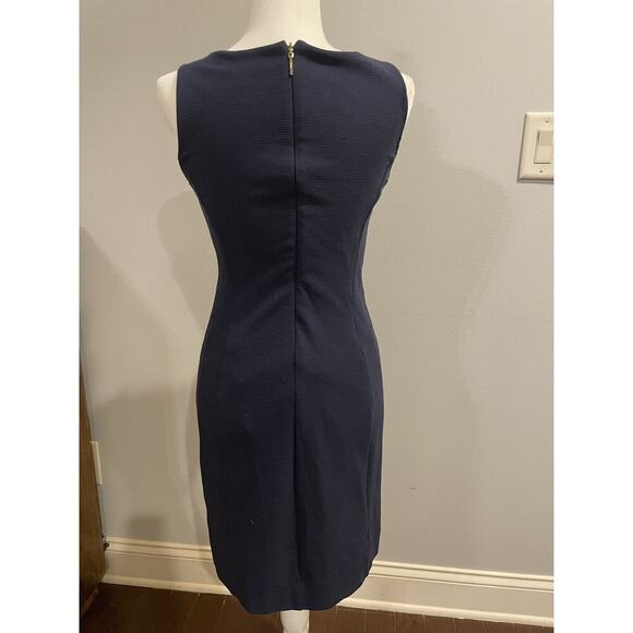 Lilly Pulitzer Sheath Dress XS 0 Navy Coral Sleeveless Embroidered Stretch Knee - Picture 6 of 12
